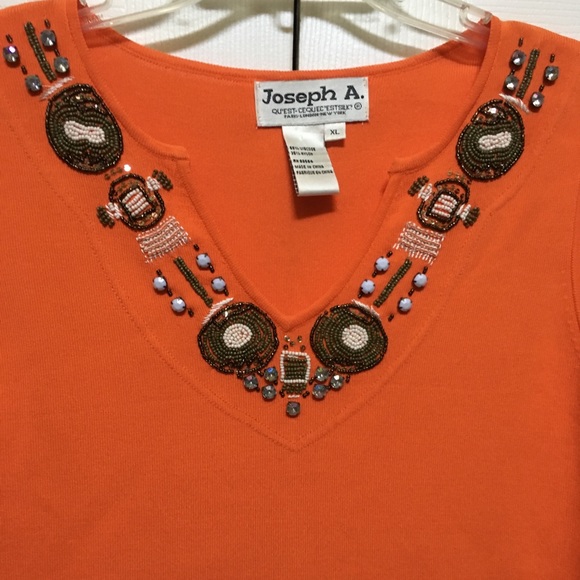 JOSEPH A. BEADED & JEWELED NECKLINE KNIT TOP - Picture 2 of 8